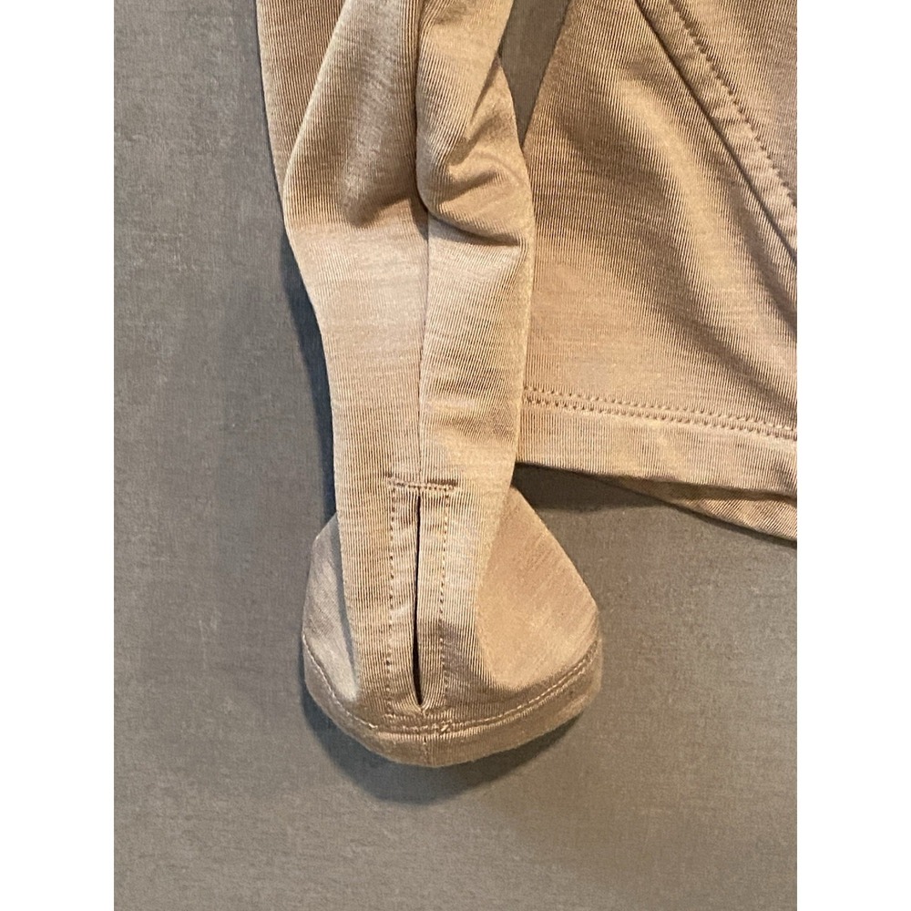 Eddie Bauer 1/2 Zip Shirt Women's S Beige Pullover Mock Neck Thumb holes - Picture 4 of 10